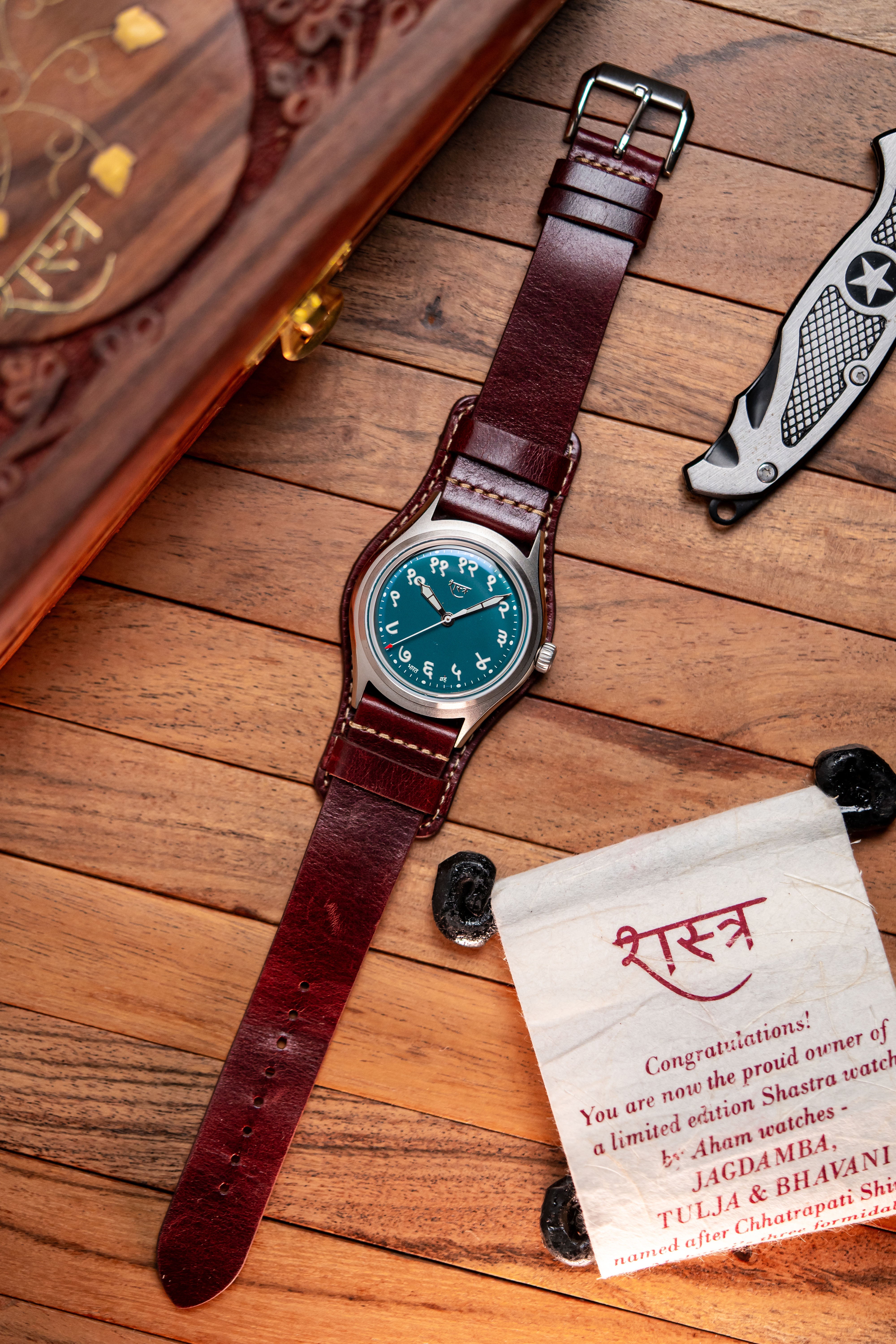 Shastra Tulja watch by Ajwain featuring elegant styling and precision mechanical movement