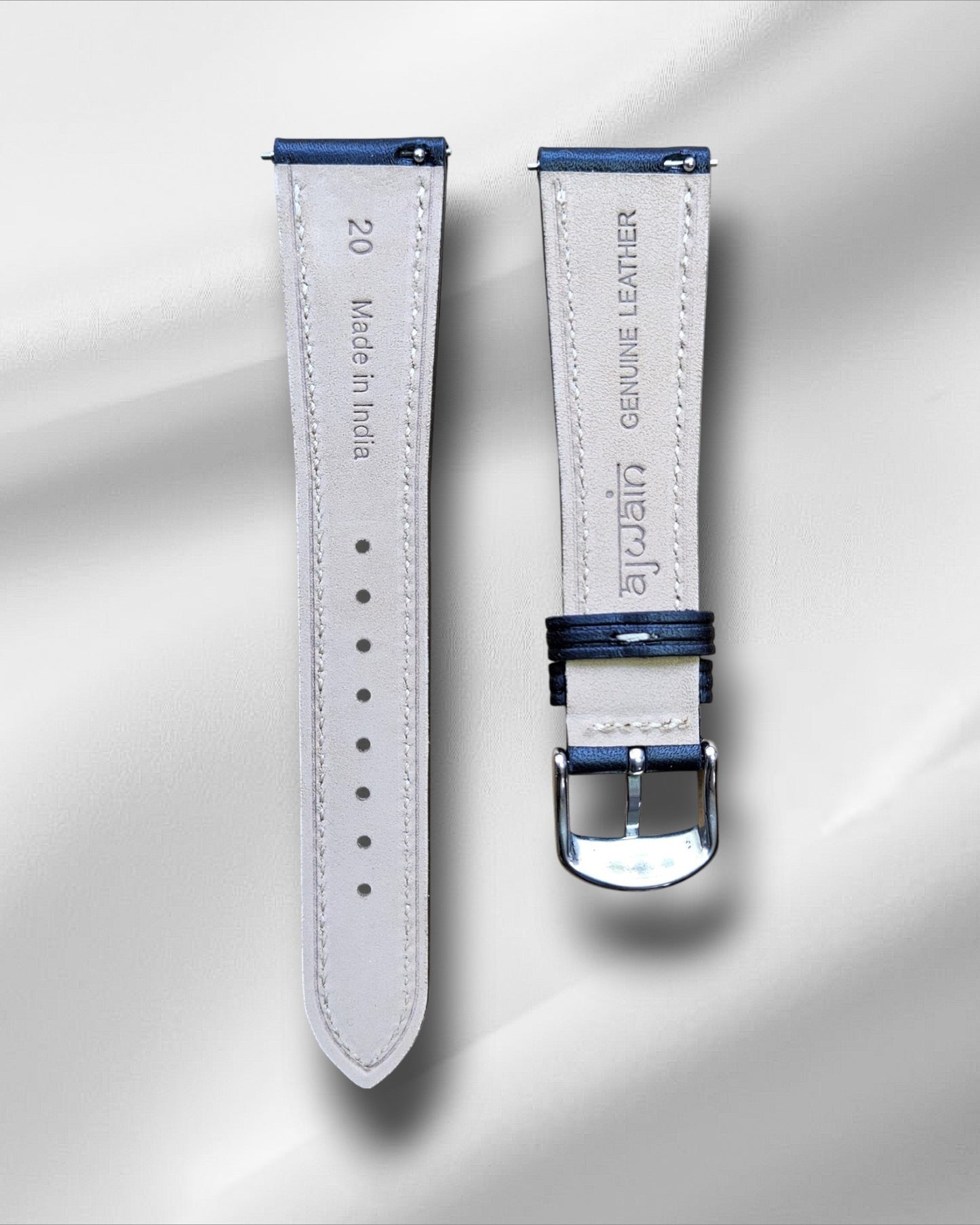 Black Slim Italian Leather Watch Strap