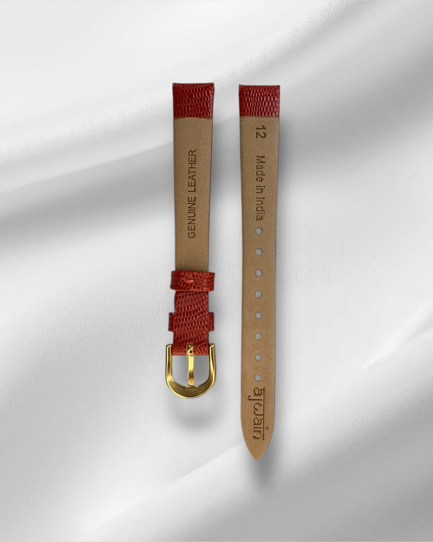 Ladies orange calf leather strap (12mm)