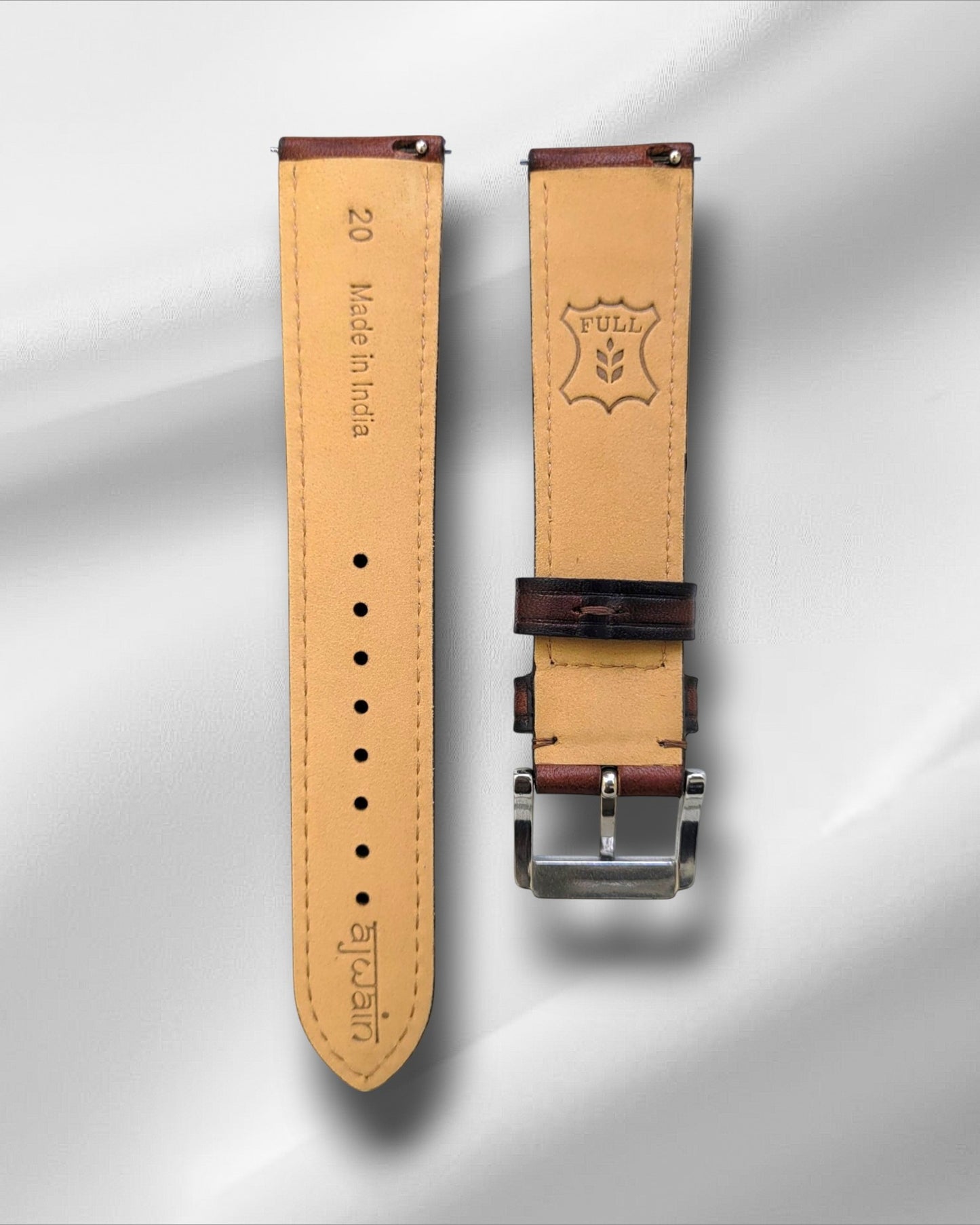 Ajwain Watch Strap - Parchment Patina Teak Brown