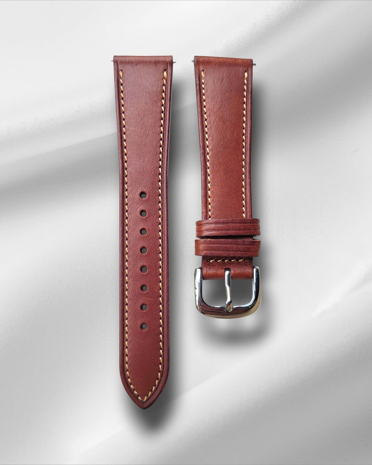 Teak Brown Slim Italian Leather Watch Strap