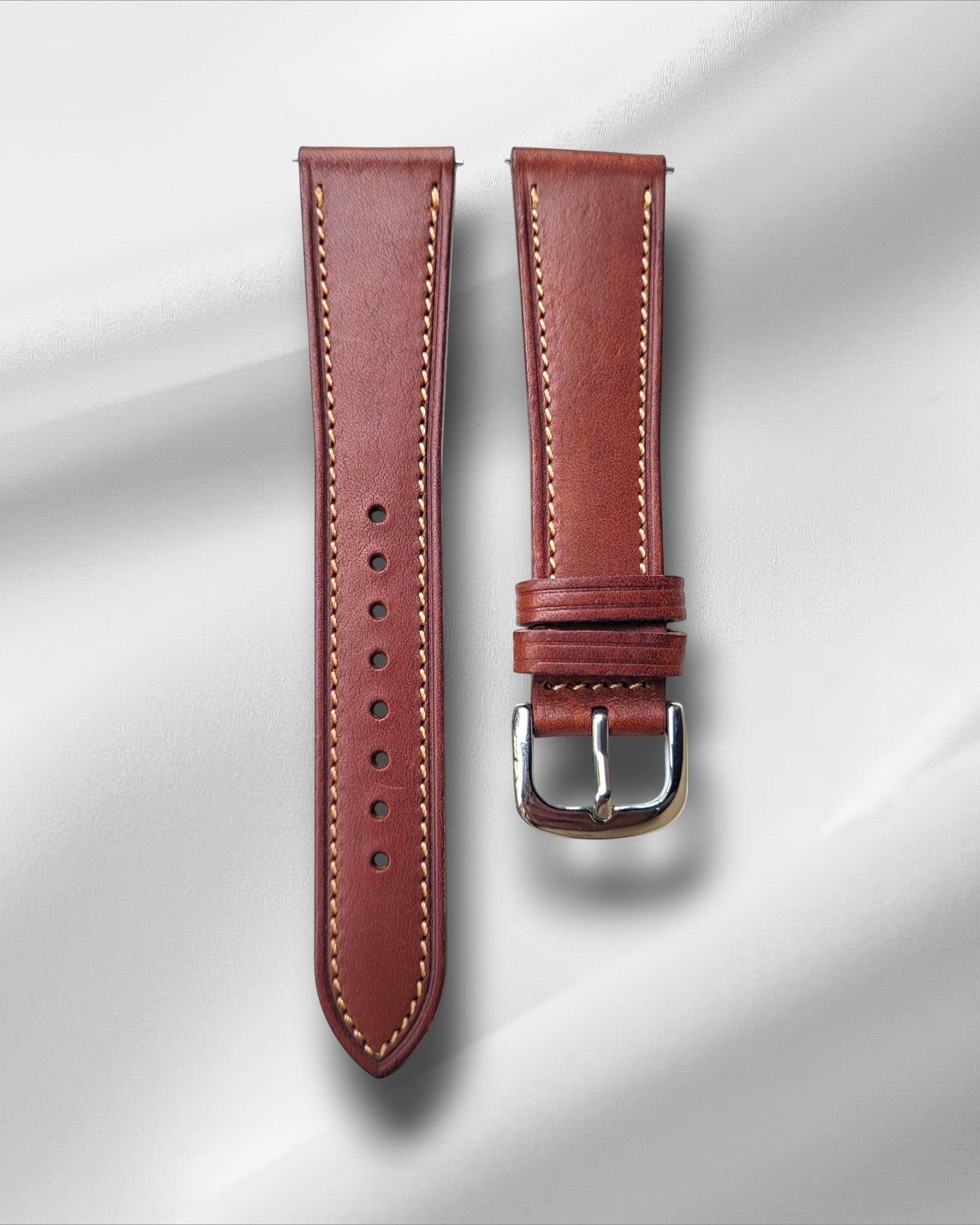 Teak Brown Slim Italian Leather Watch Strap