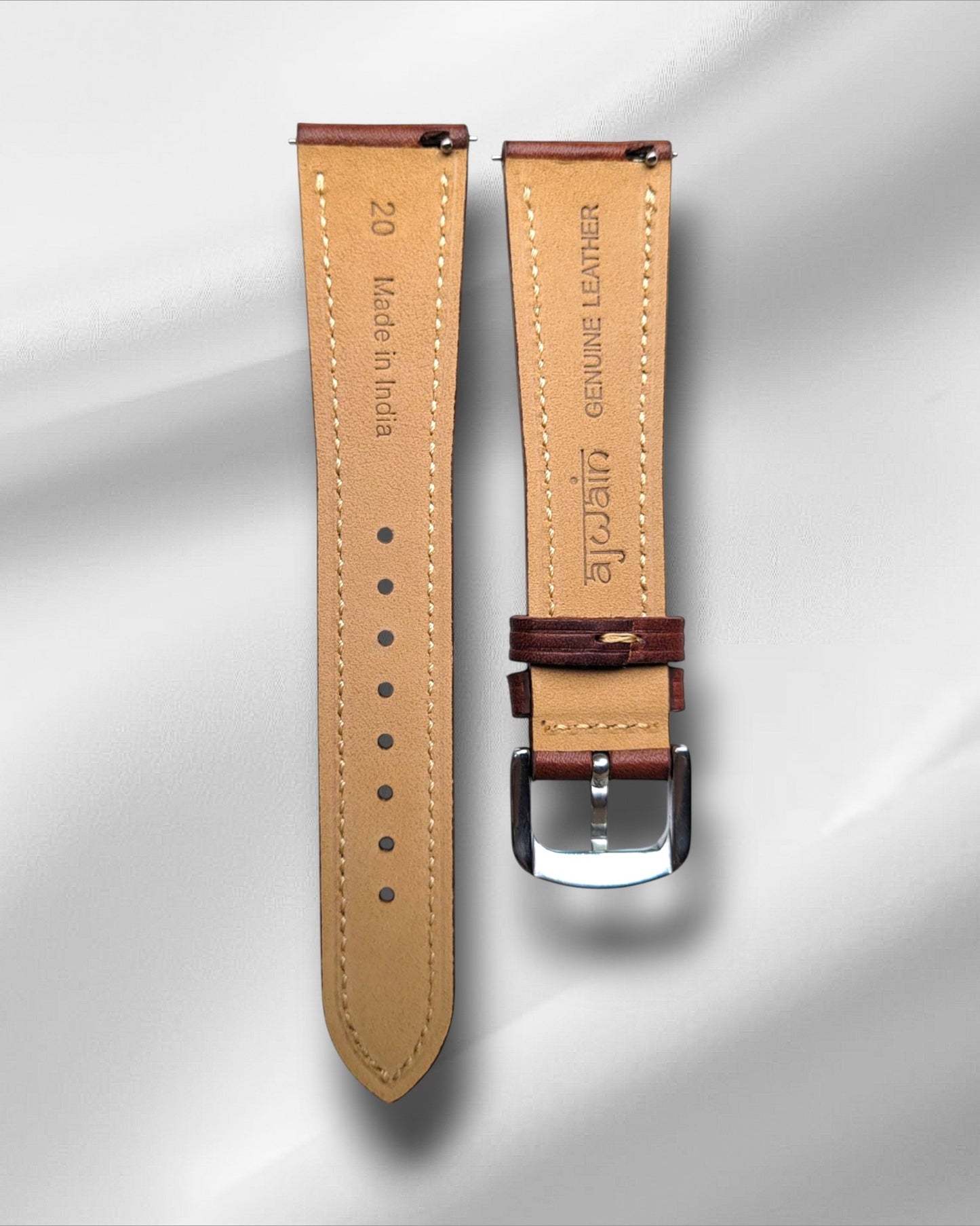 Teak Brown Slim Italian Leather Watch Strap