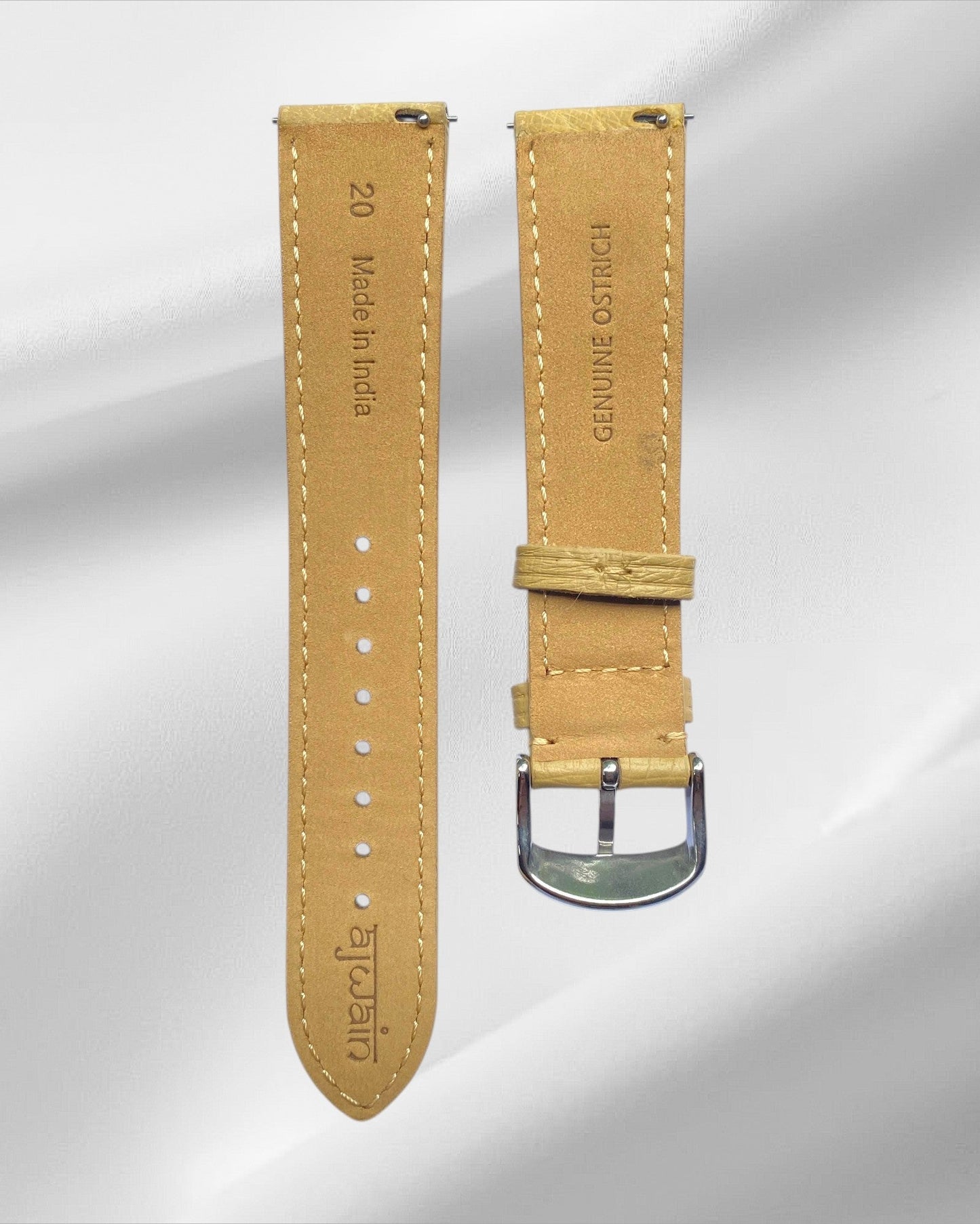 Beige Ostrich Leather Strap with Nodules