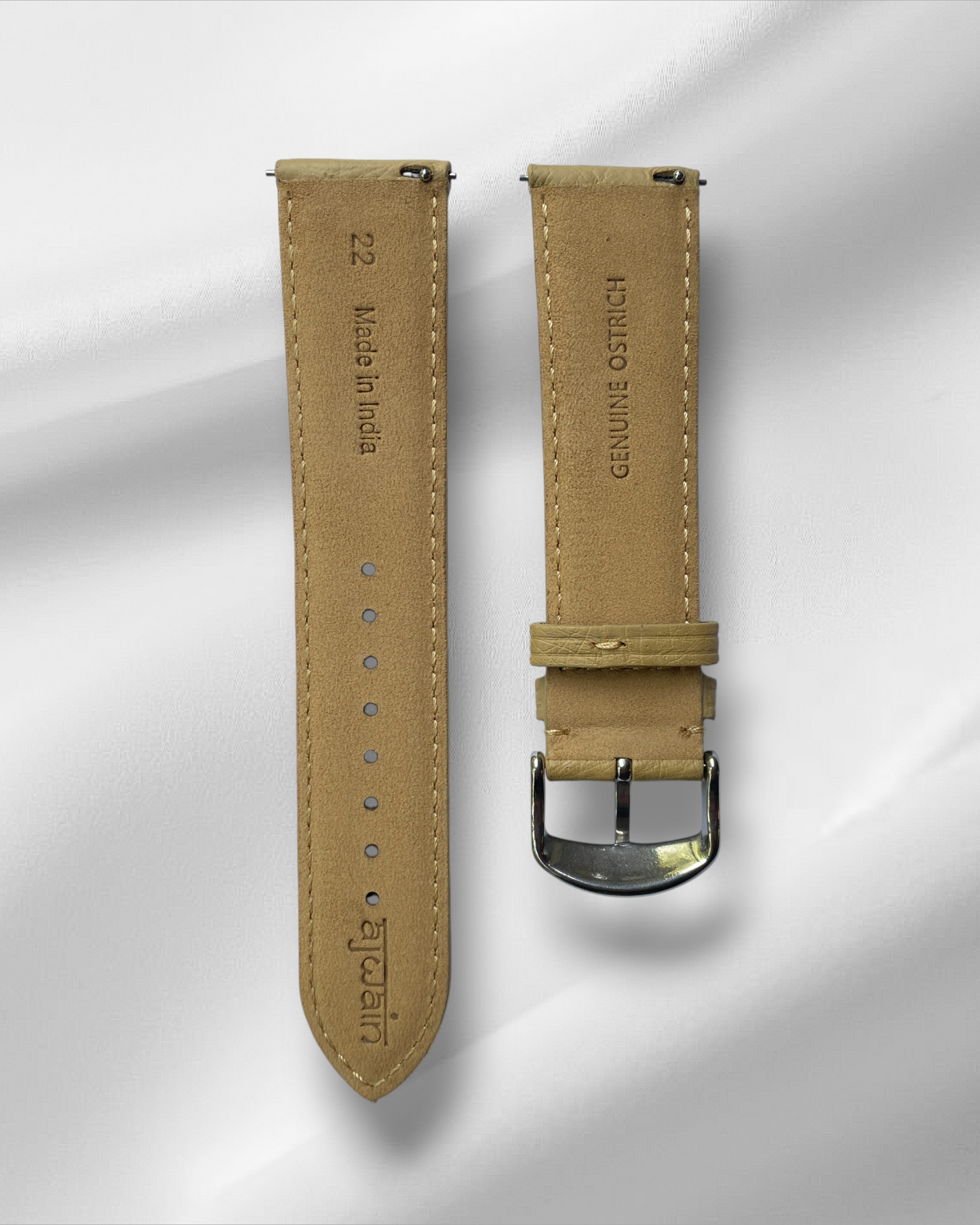 Beige Ostrich Leather Strap (Plain)