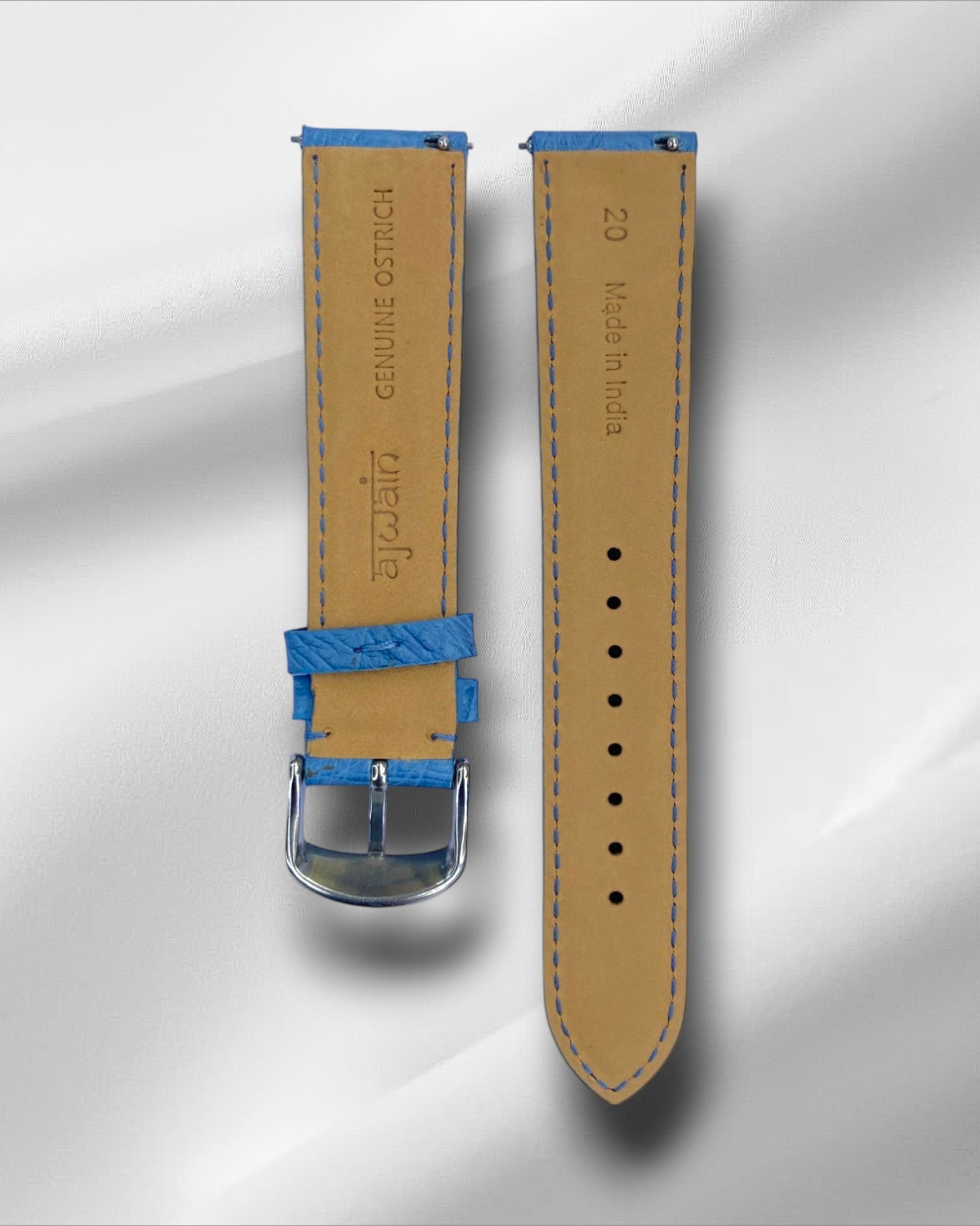 Blue Ostrich Leather Strap with nodules