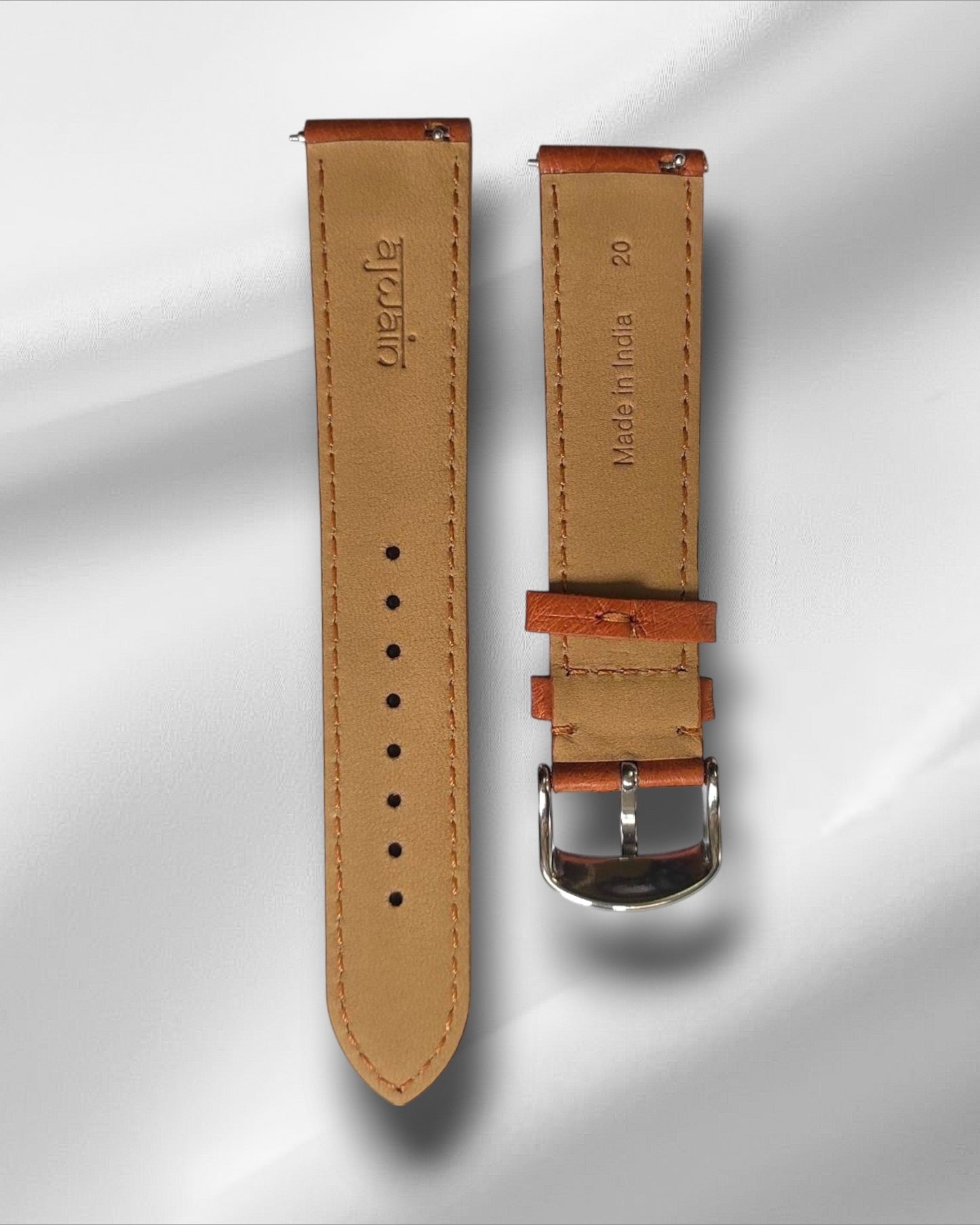Genuine Ostrich Tan Leather Straps