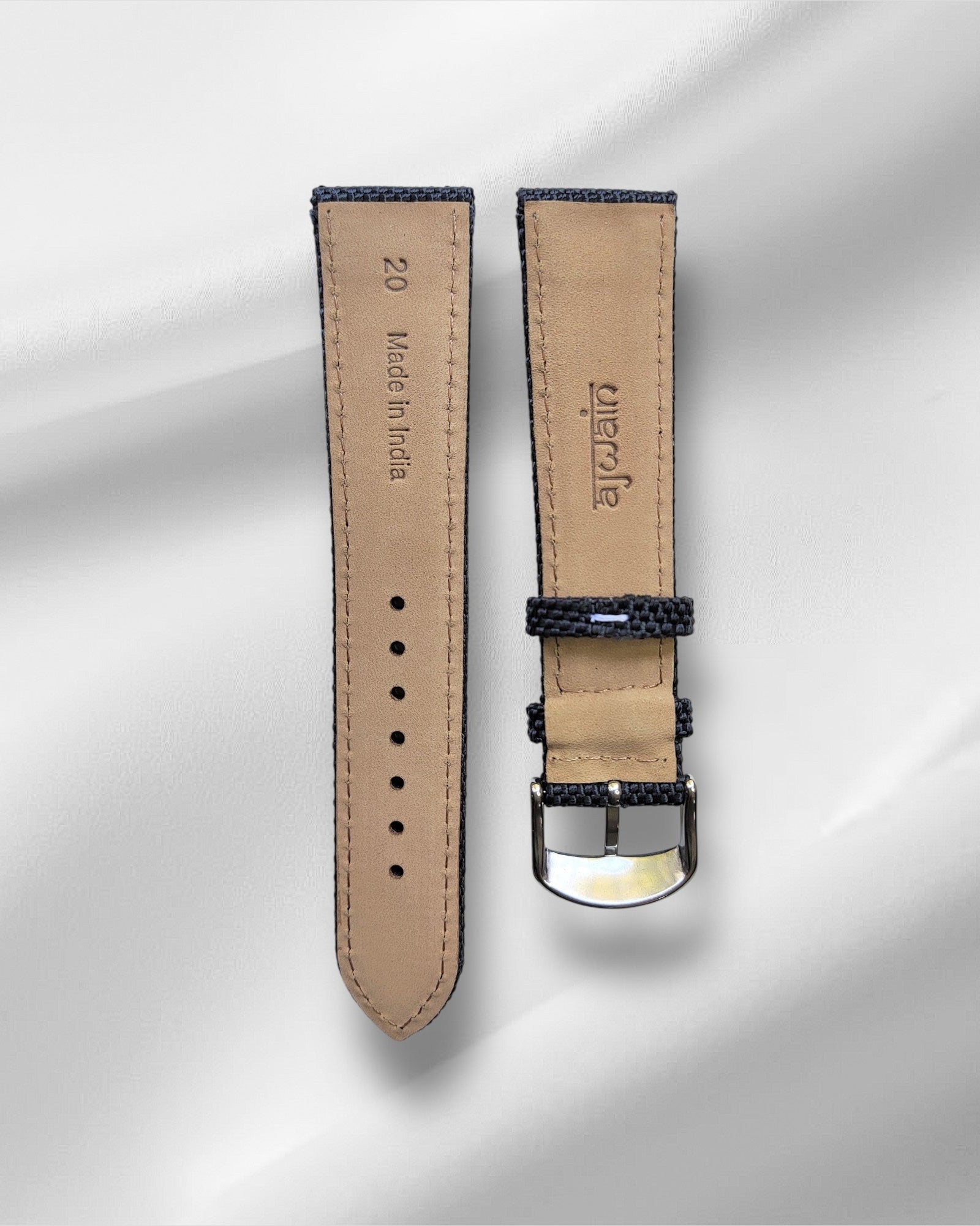 Grey Cordura Watch Strap with White Contrast Stitch