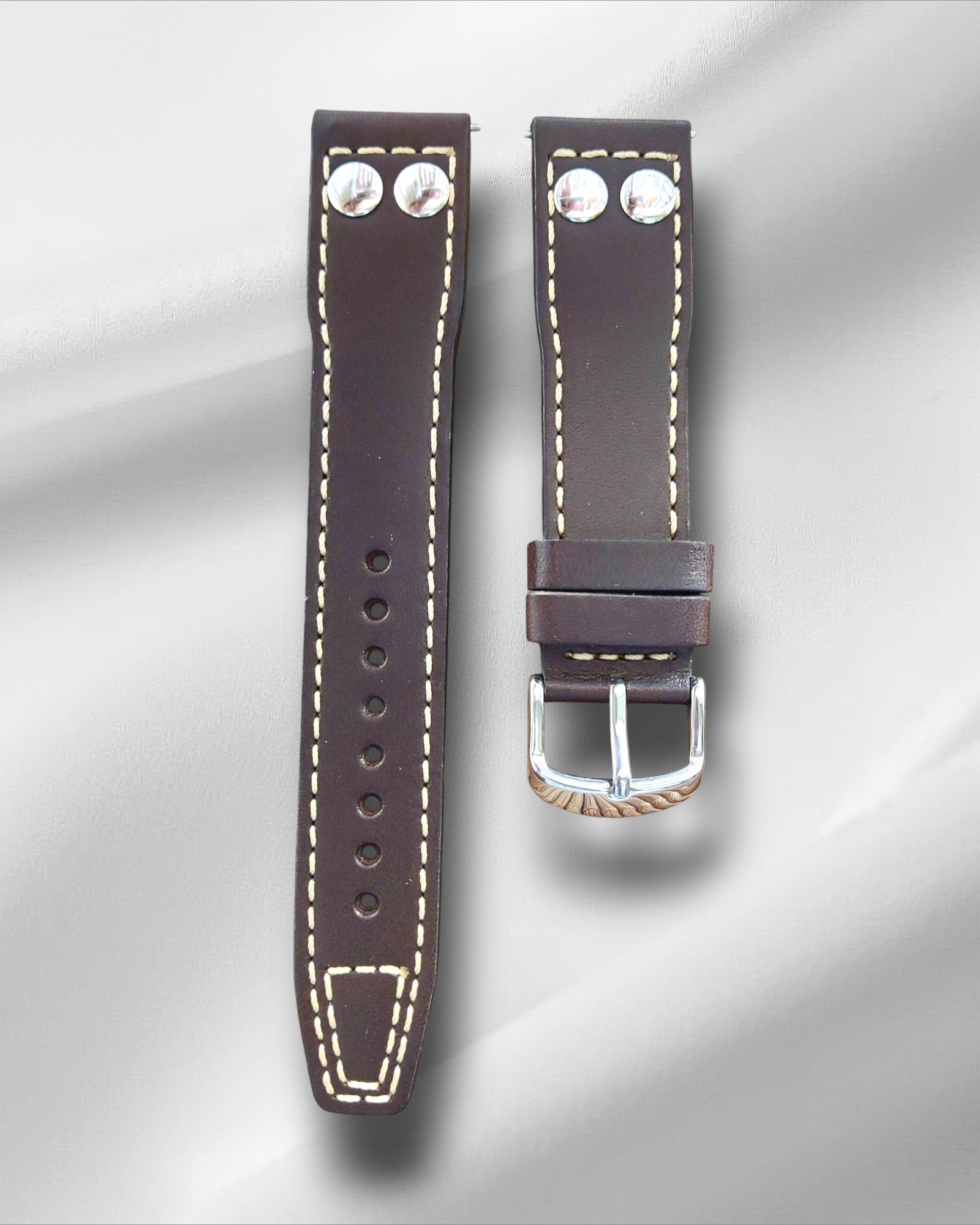 IWC Pilot Style Watch Band Brown with Steel Rivets