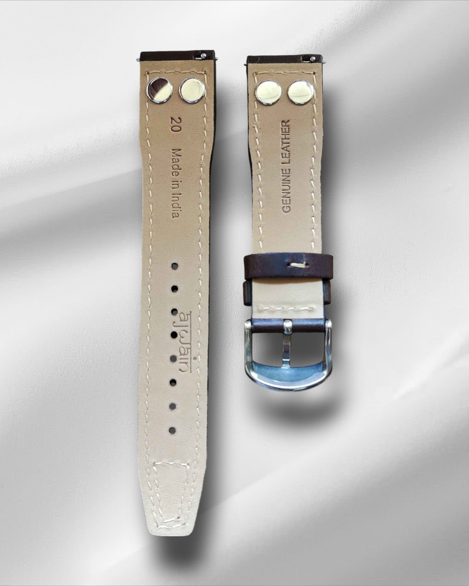 IWC Pilot Style Watch Band Brown with Steel Rivets