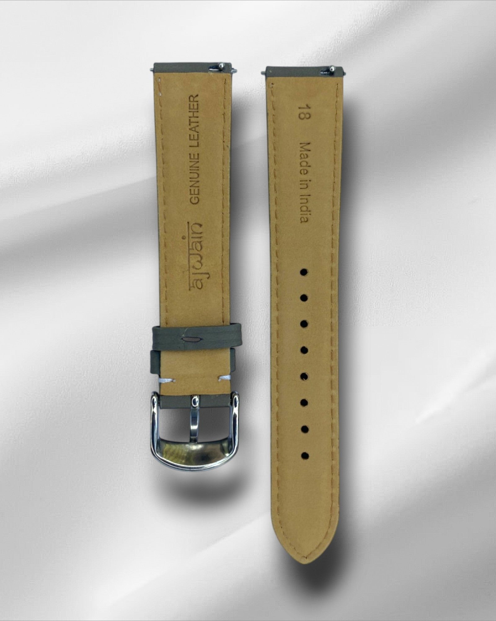 Rover Calf Grey Italian Leather Strap with Quick Release Spring Bars