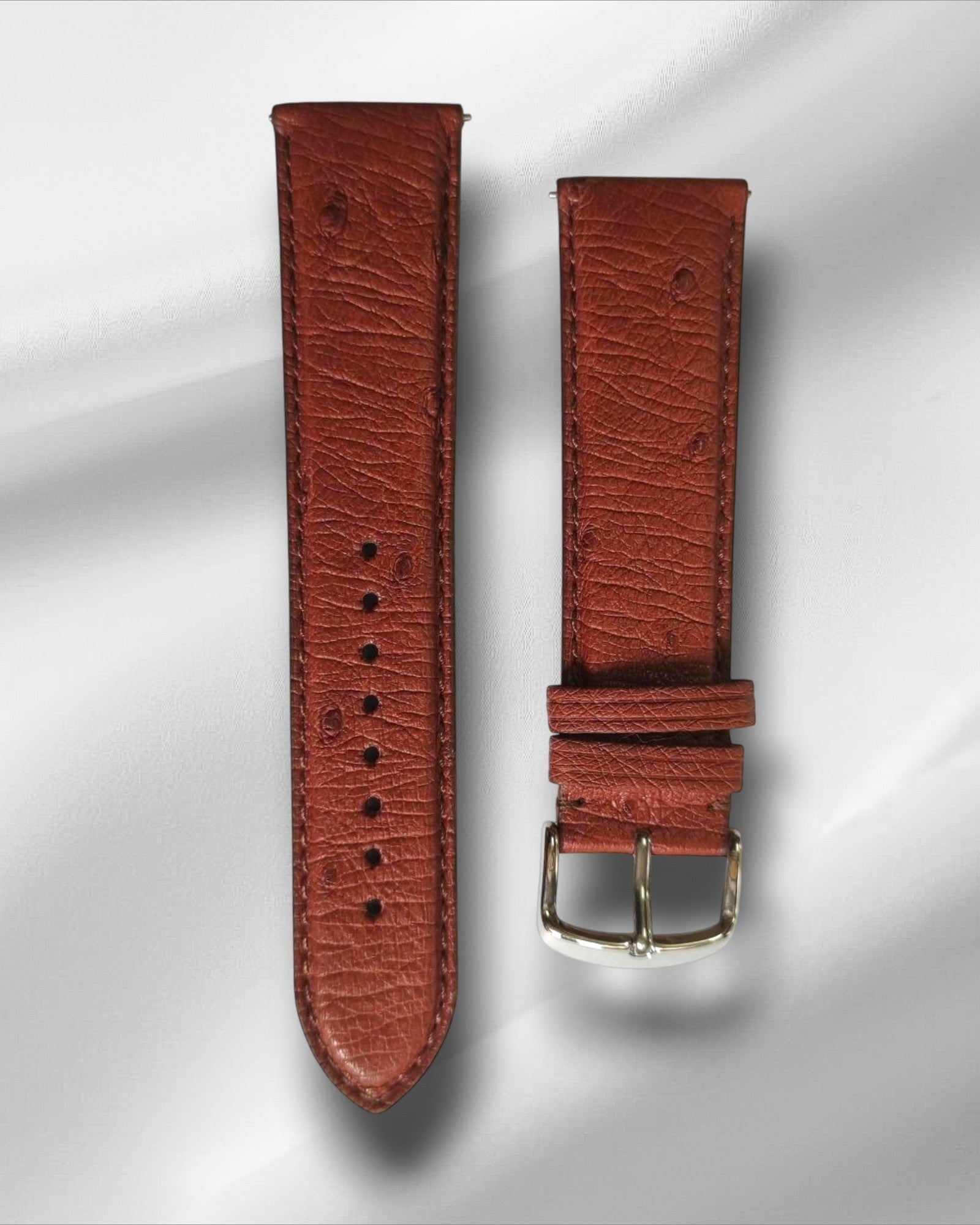 Teak Brown Genuine Ostrich Leather Strap with NODULES
