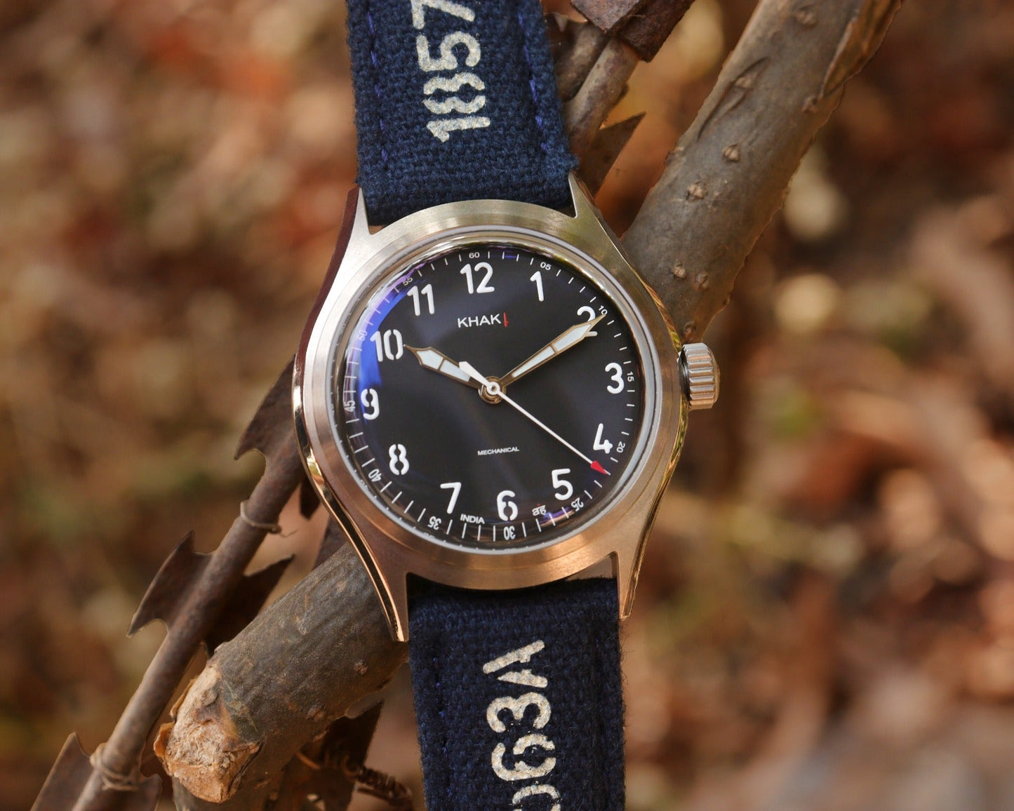 Ajwain Khaki Naam edition watch with military heritage design and premium materials throughout
