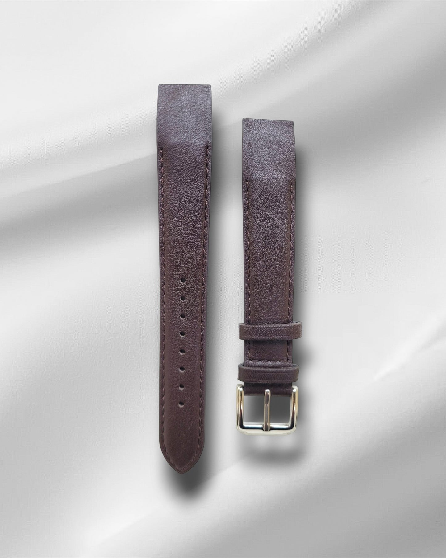 Ajwain brown leather fixed lugs watch strap