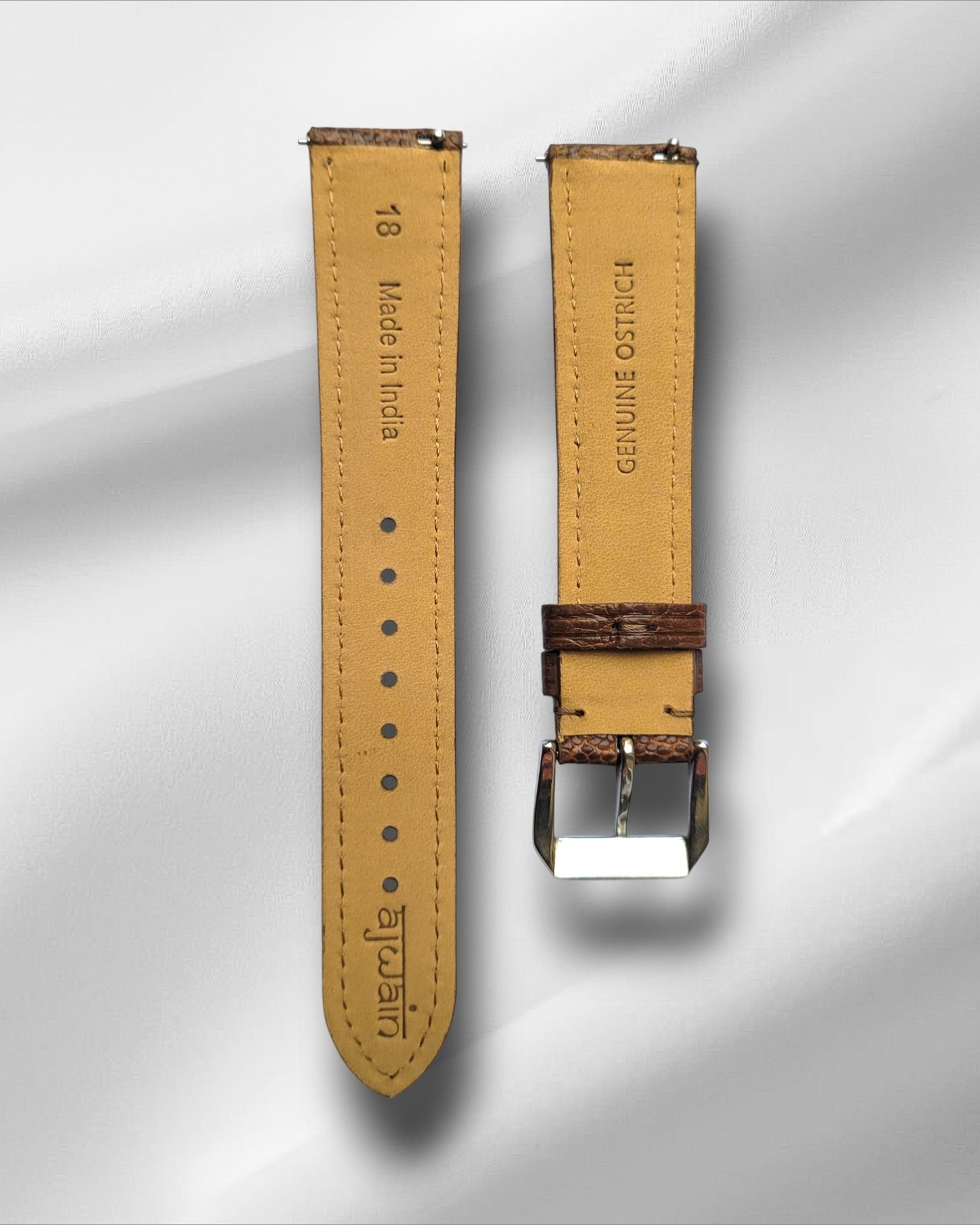 Tan Ostrich Leg Leather Watch Strap