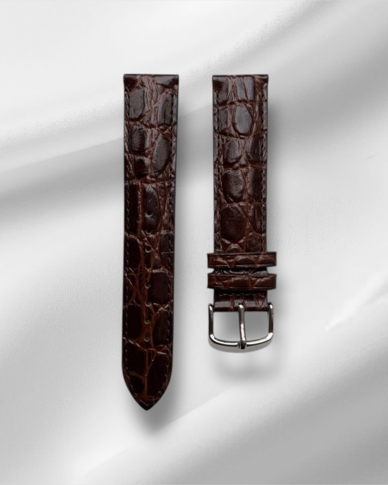 Watch Band Watch Crocodile 22mm Leather Croc Grain Black