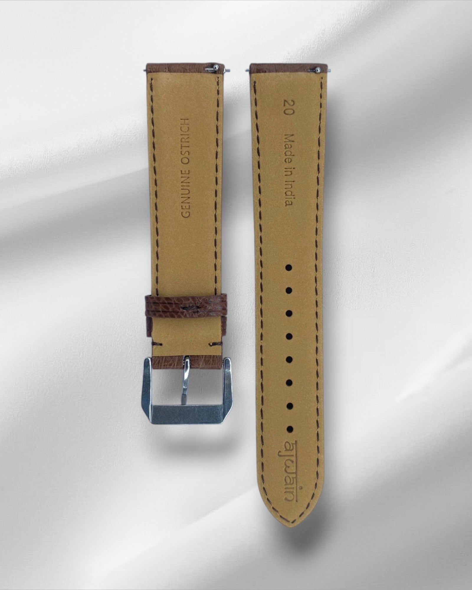 Brown Ostrich Leather Strap (Plain)