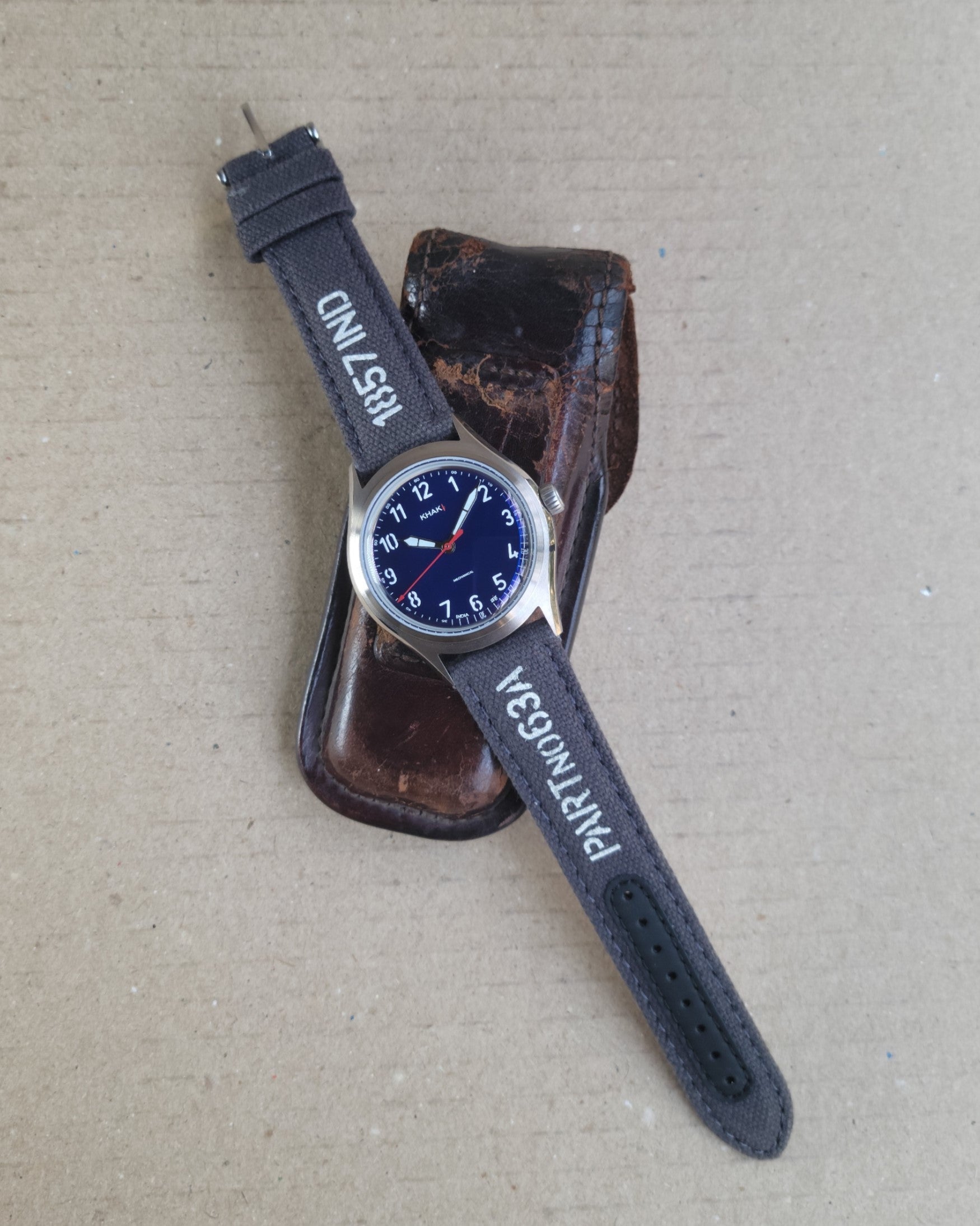 Ajwain Khaki Nishaan edition watch featuring premium design and heritage Indian styling