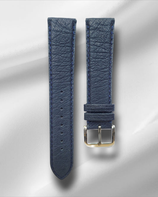 Ajwain Sea Blue Ostrich leather watch strap (PLAIN)