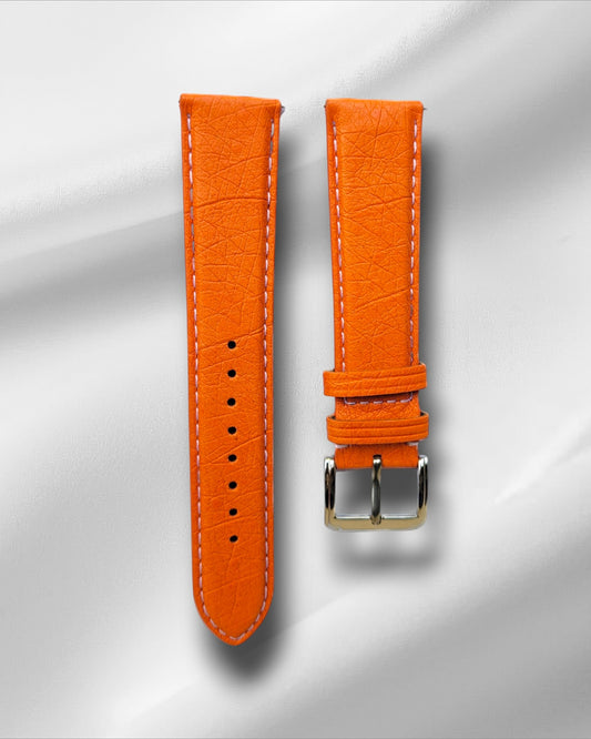 Ajwain ORANGE GENUINE OSTRICH LEATHER STRAP (Plain)