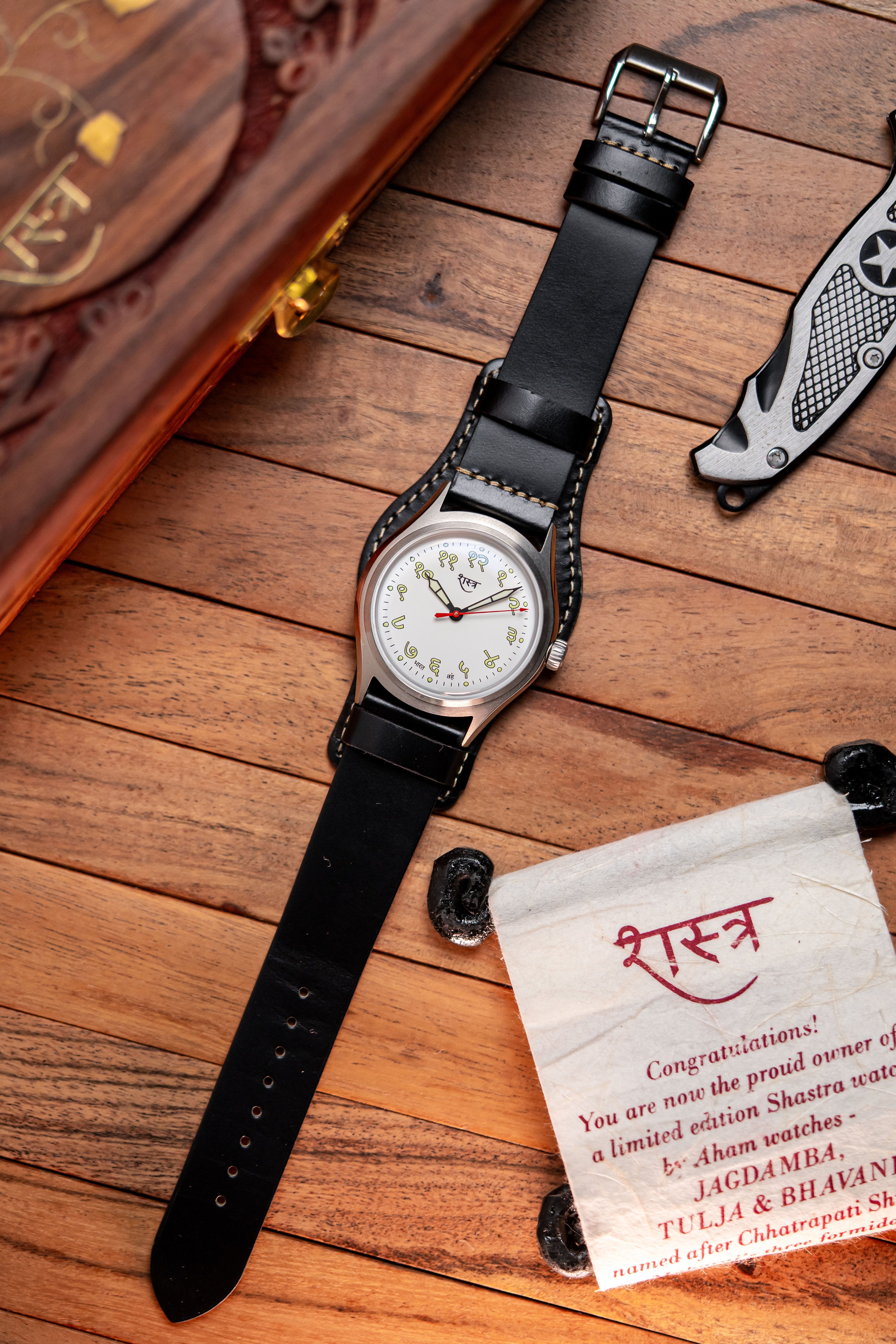 Shastra Bhavani luxury watch by Ajwain featuring premium materials and heritage Indian design elements
