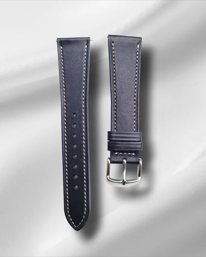Black Slim Italian Leather Watch Strap