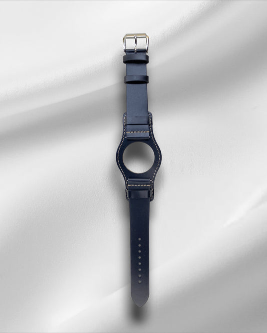 Ajwain Black leather bund strap (Off white stitching)