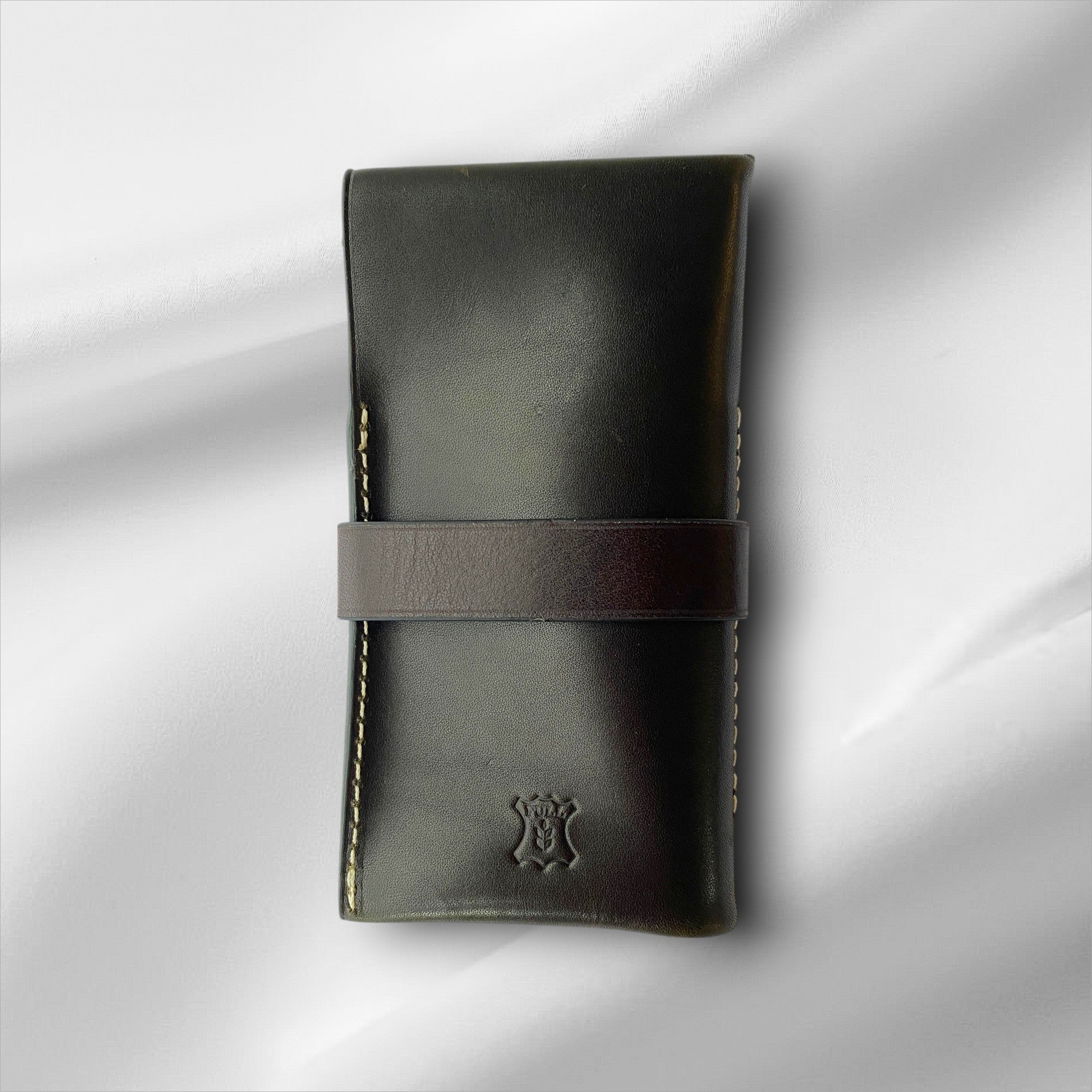 Olive Green full grain leather double watch pouch