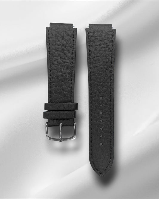 Fitted Black Italian Leather Strap for the Casio AE1200