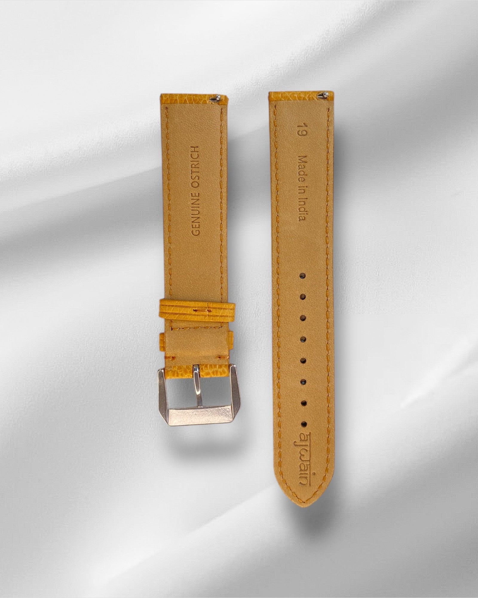 Ajwain Honey Ostrich leather watch strap (Plain)