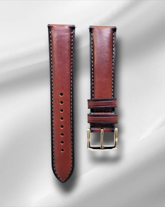 Ajwain Watch Strap - Parchment Patina Teak Brown