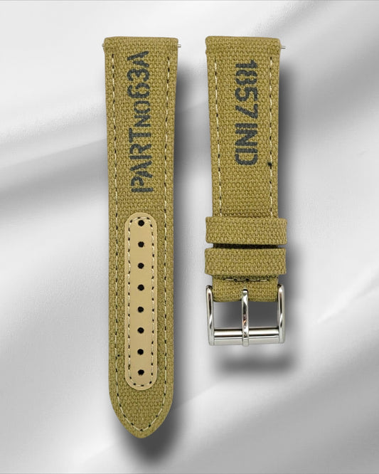 Ajwain Khaki Canvas with stencil print ( Vegan) 20mm