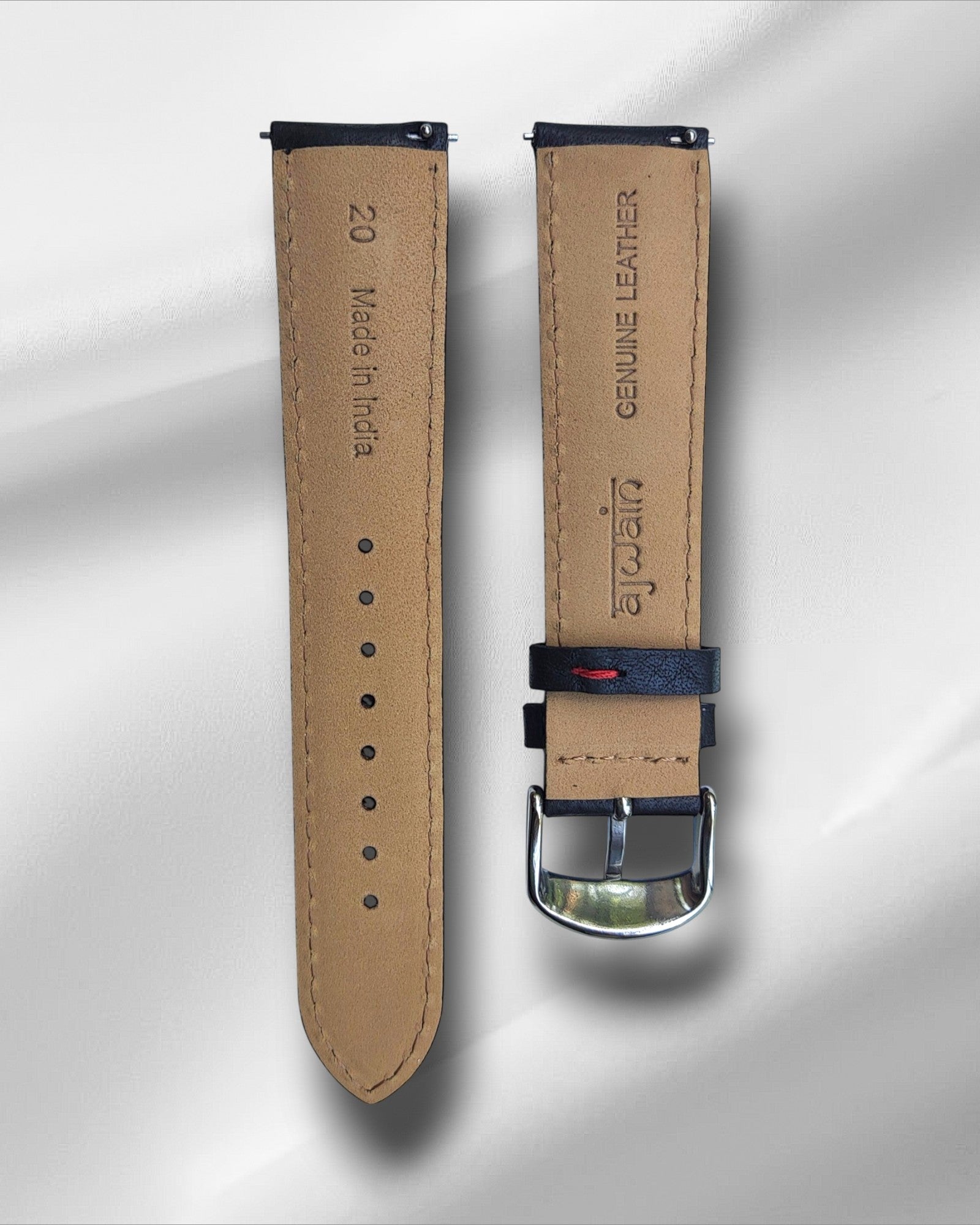 Matt Bull, Black  Italian Leather with Red stitching