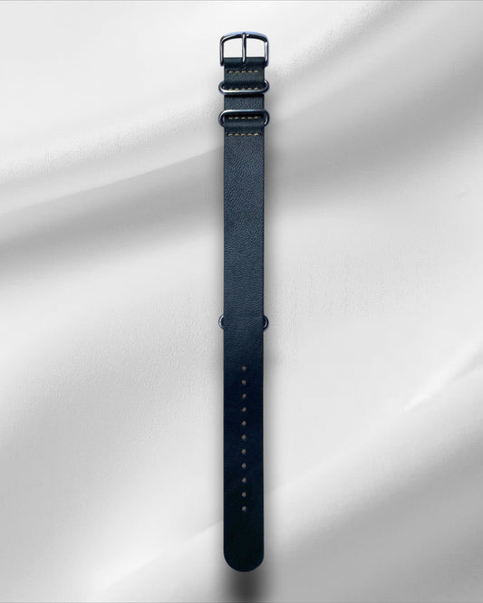 Black Leather NATO Watch Strap