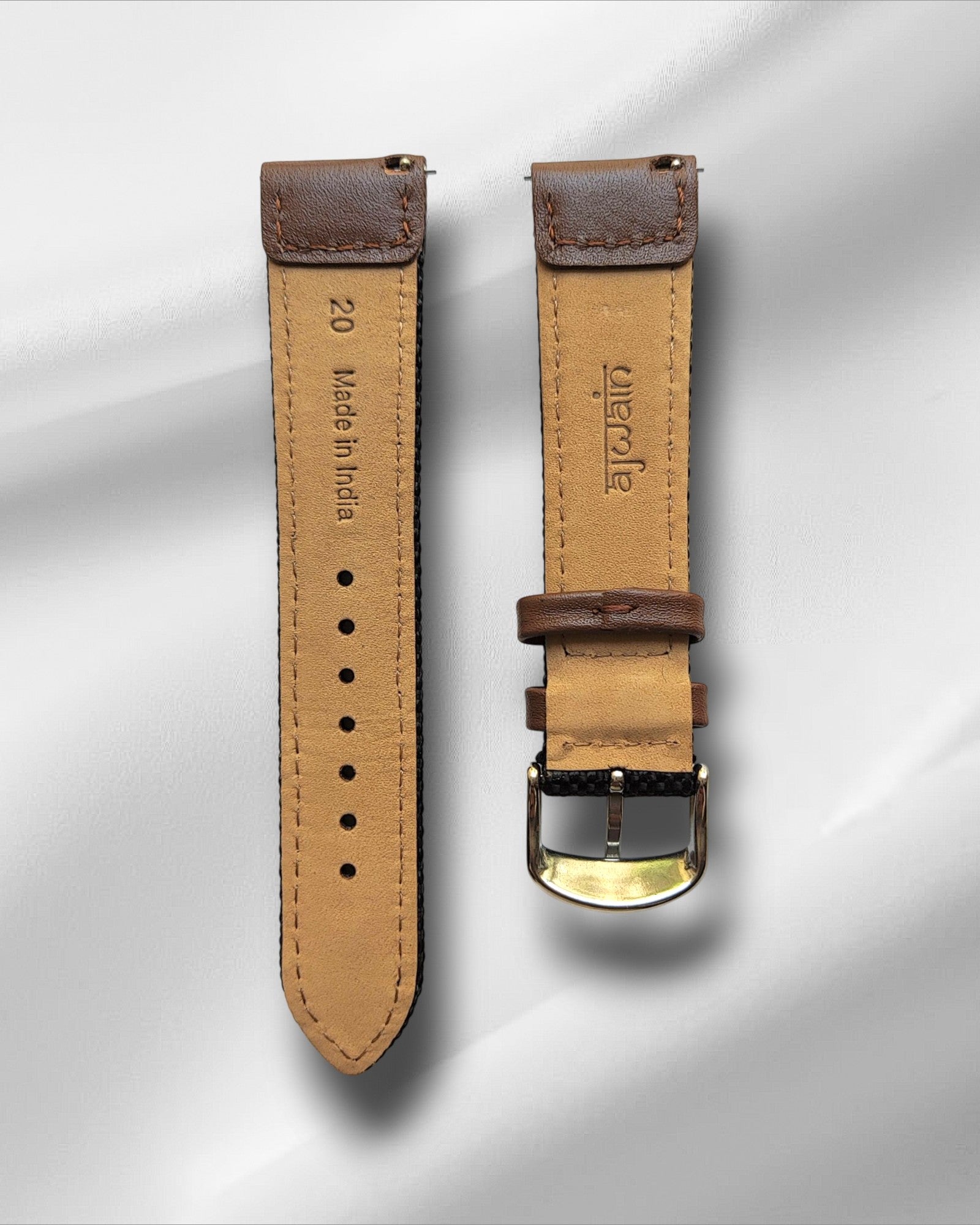 Black Cordura Strap with Brown Leather Accents and Quick Release Spring Bars