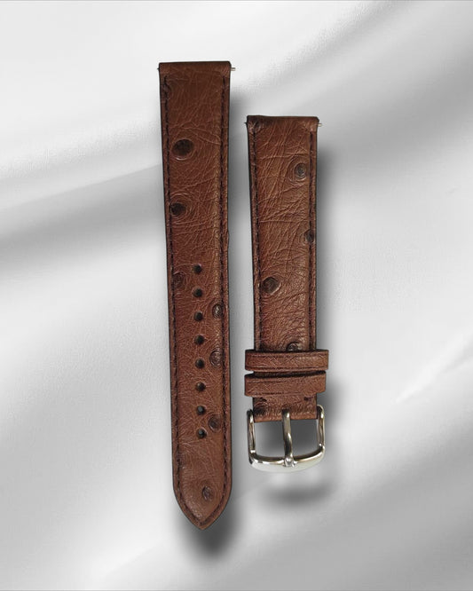 Brown Genuine Ostrich Leather Straps with nodules