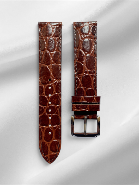 Brown Crocodile pattern Leather straps