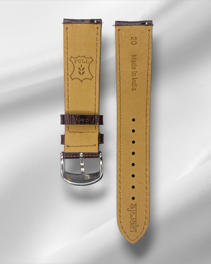 Chocolate Brown lizard print full grain leather strap