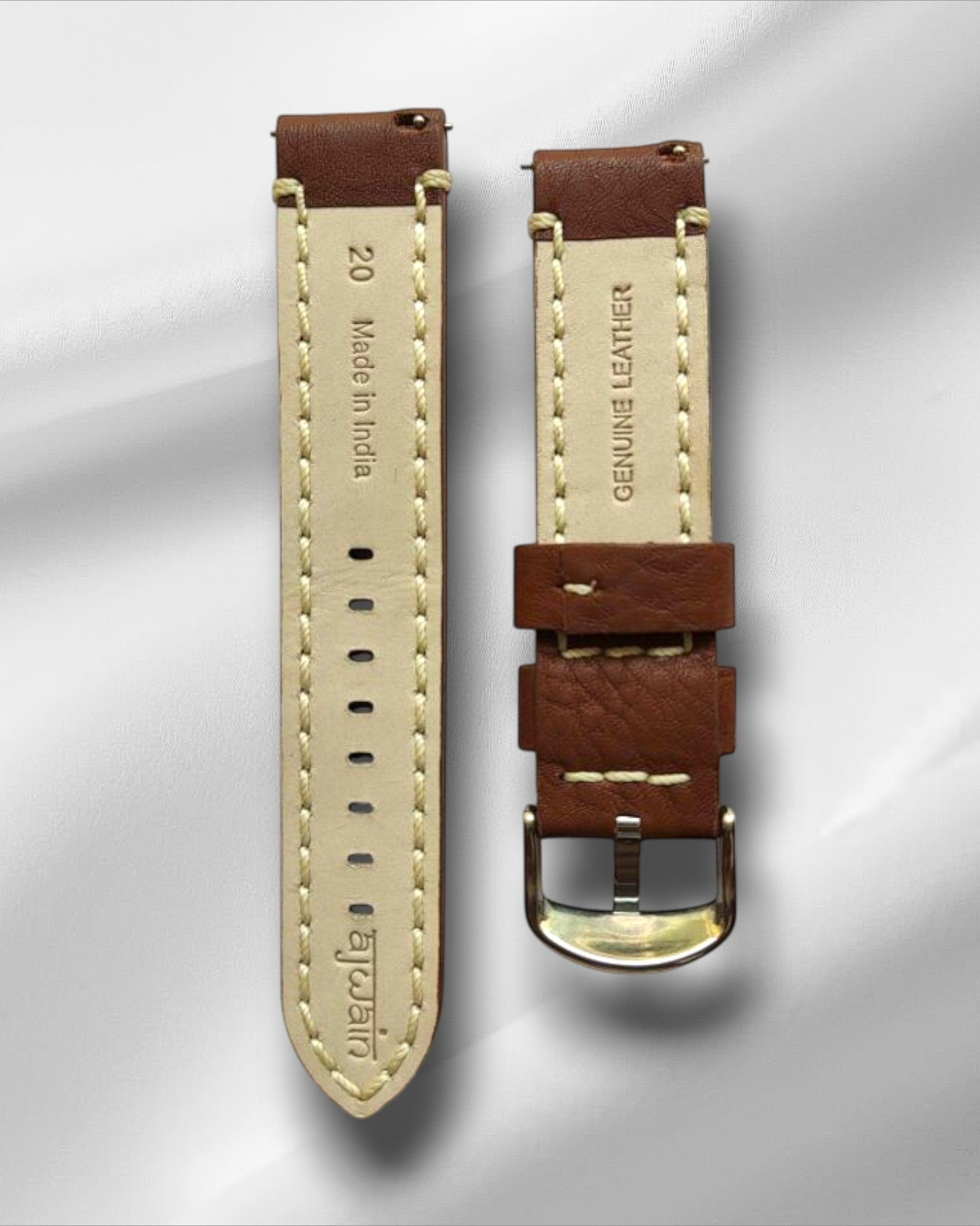Hand-Stitched Bullhide Tan Italian Leather Watch Strap