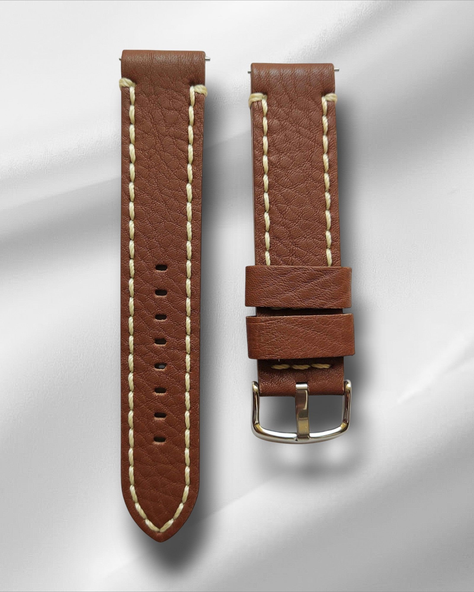 Hand-Stitched Bullhide Tan Italian Leather Watch Strap