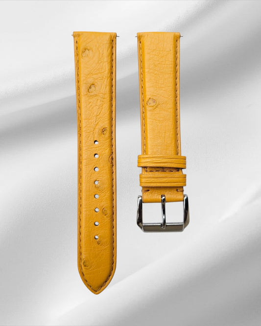 Light Tan / Honey Ostrich Leather Watch Strap with nodules