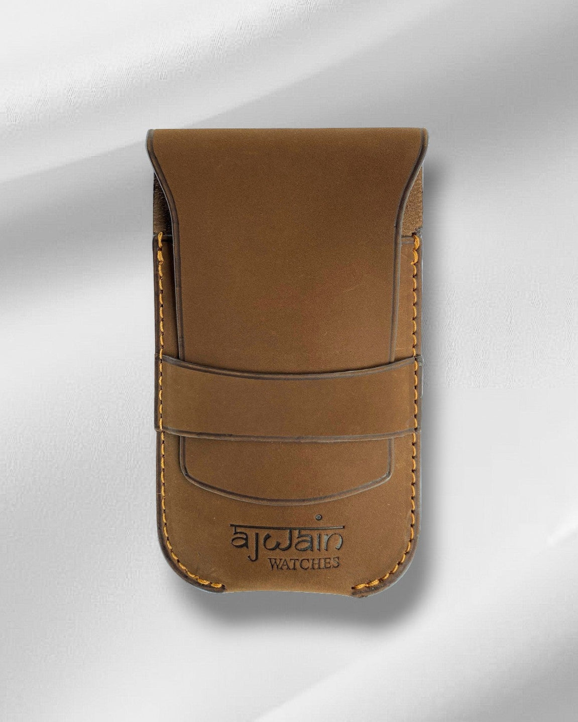 Light Brown suede leather single watch pouch