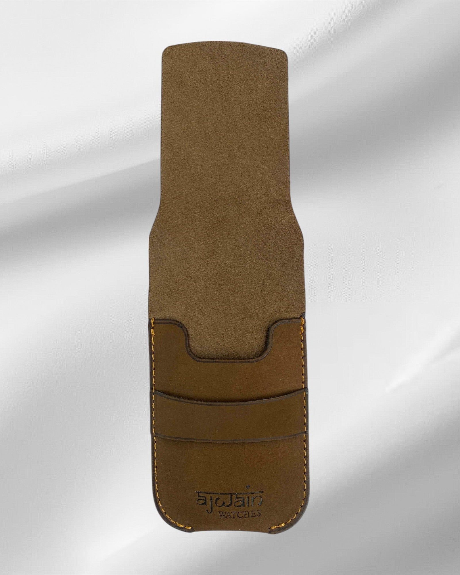 Light Brown suede leather single watch pouch