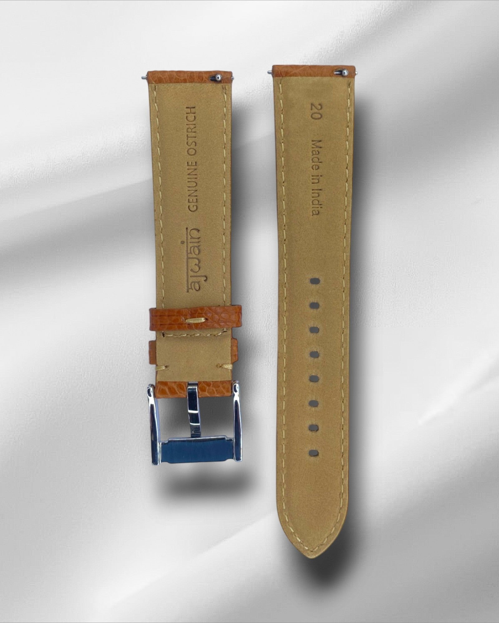Tan Ostrich Leather Strap without Nodules