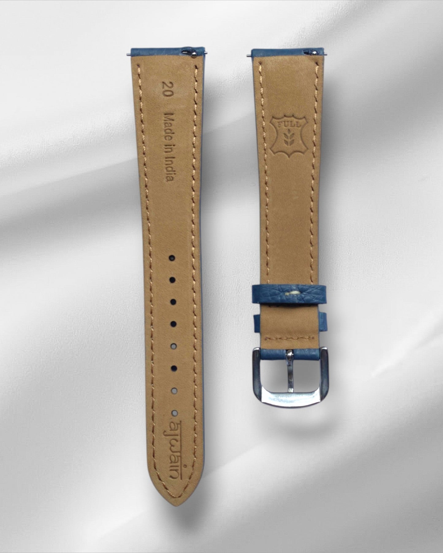 Ocean Blue Albany  leather watch strap.
