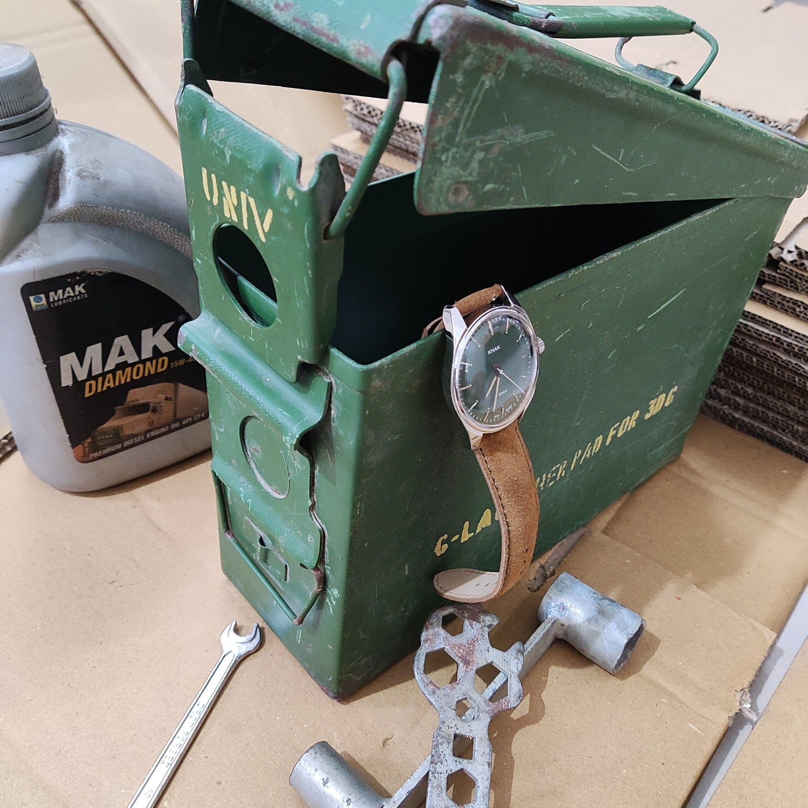 Authentic decommissioned Indian Army M19A1 Ammo Can with military heritage and collectible value