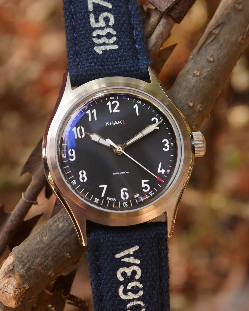 Ajwain Khaki Naam edition watch with military heritage design and premium materials throughout
