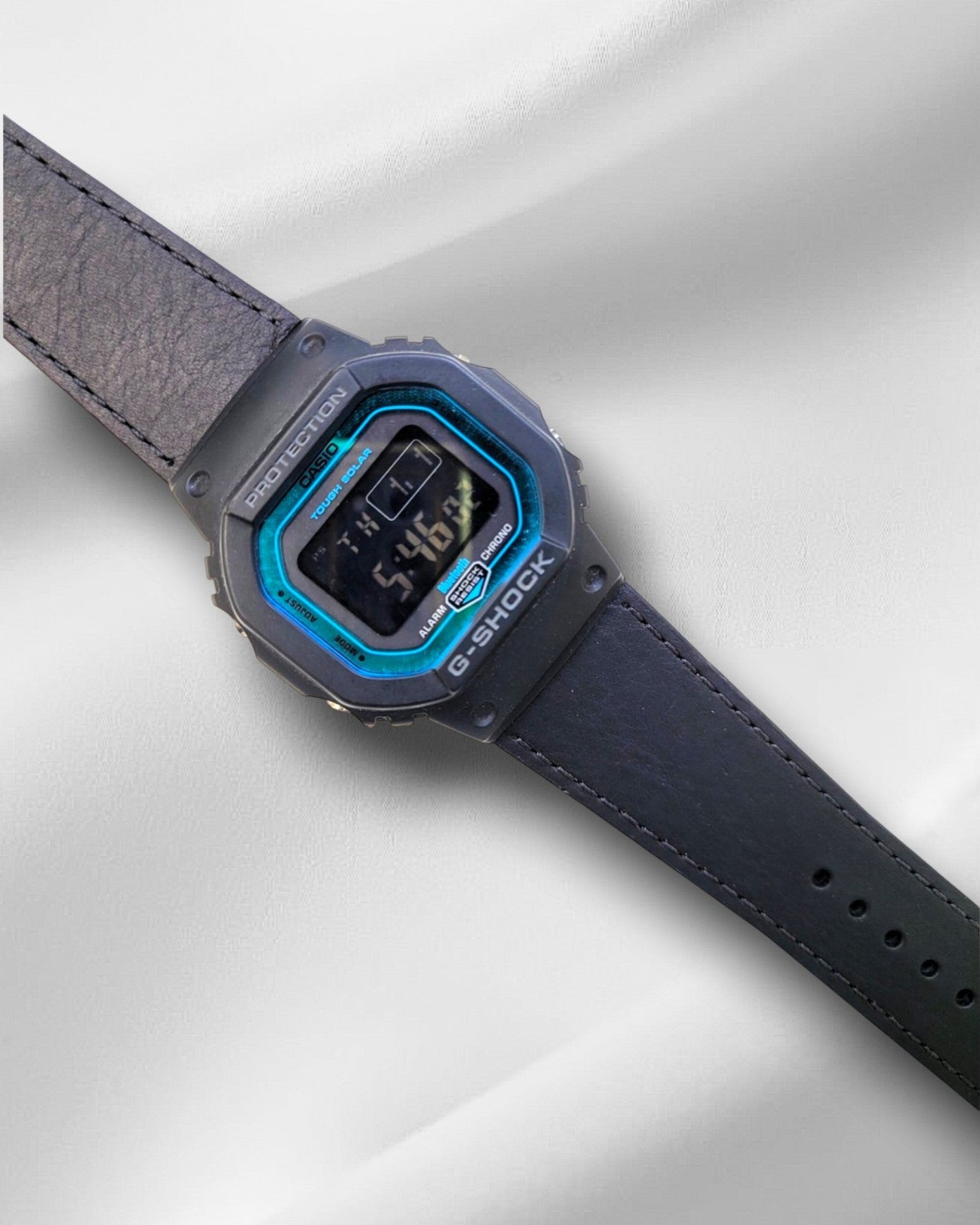 Fitted Black Italian Leather Strap for the Casio DW5600