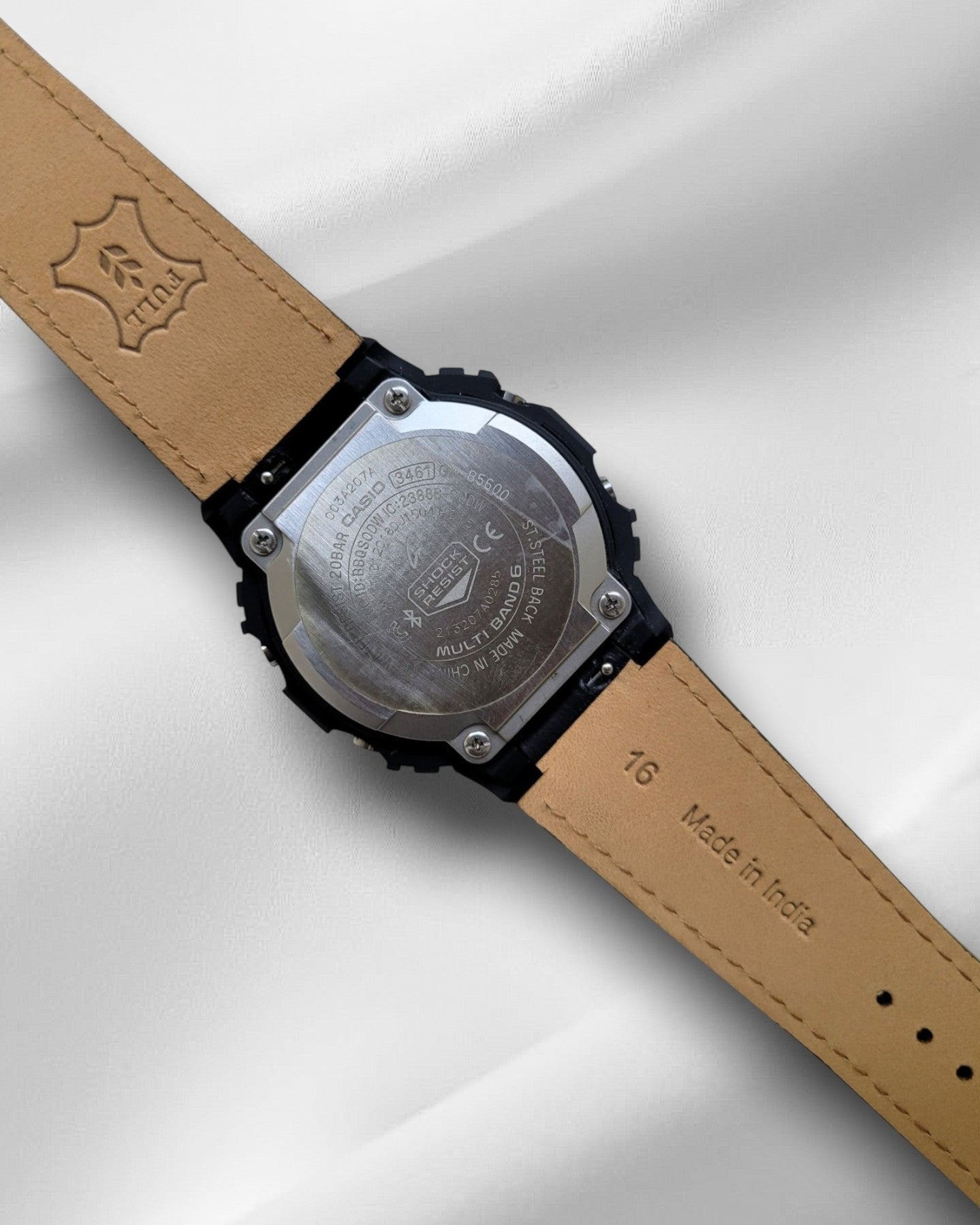 Fitted Black Italian Leather Strap for the Casio DW5600