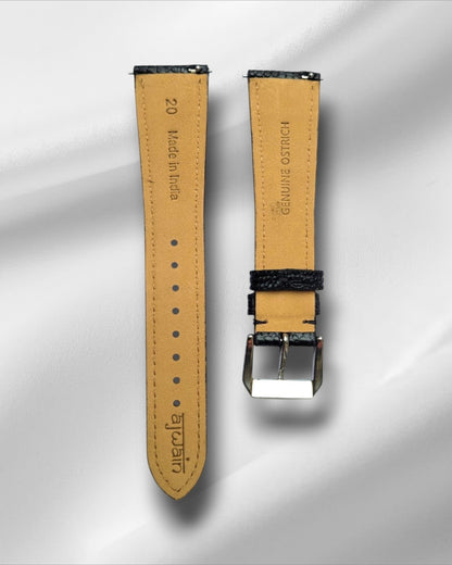 Black Ostrich Leg Leather Watch Strap